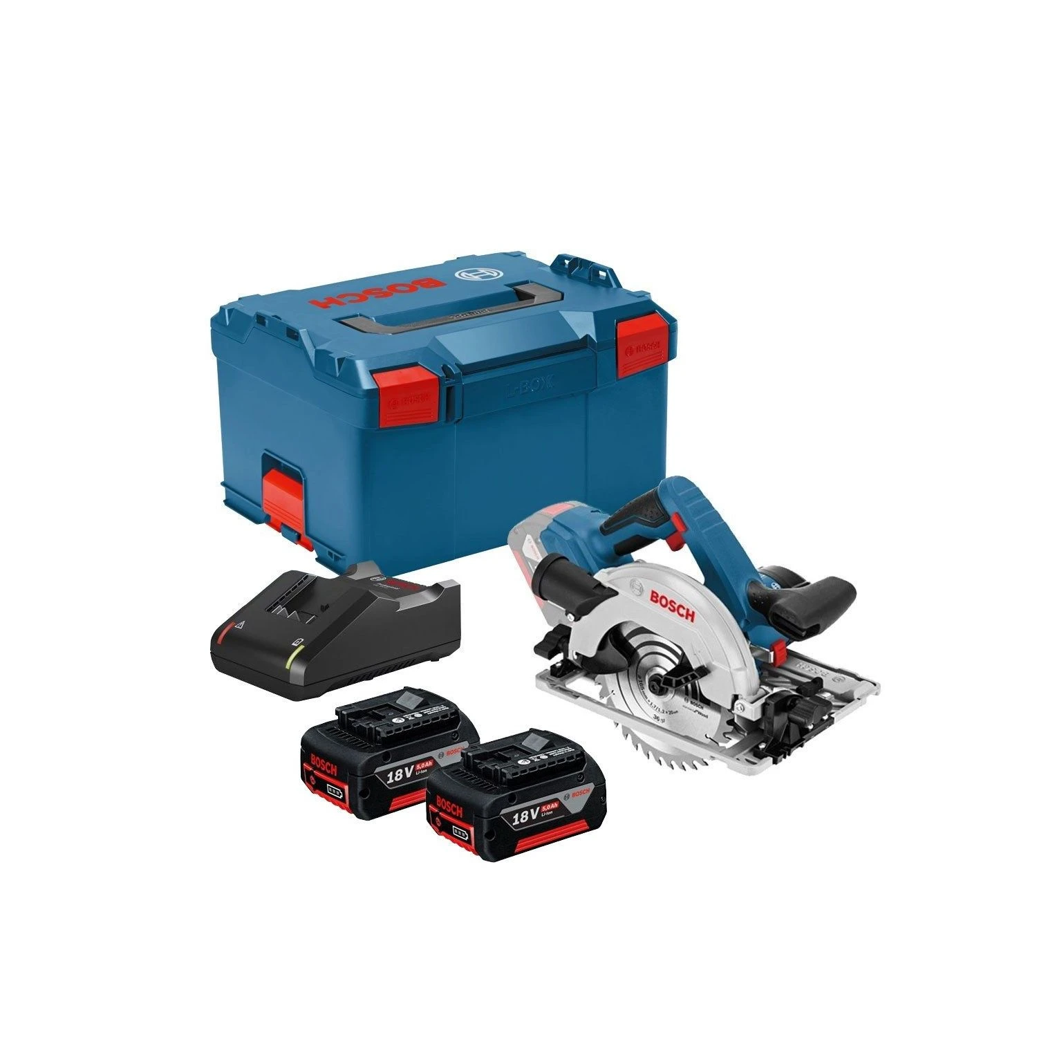 Bosch GKS 18V-57 Circular Saw With 2x 5Ah Batt. Charger,Case 1 Bosch GKS 18V-57 Circular Saw With 2x 5Ah Batt. Charger,Case