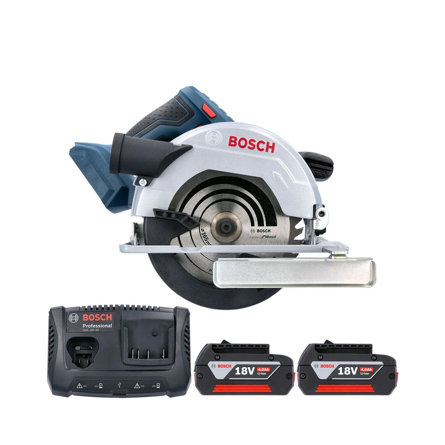 Bosch GKS 18 V-57 Cordless 165mm Circular Saw With 2 X 4.0Ah Batteries & Charger 1 Bosch GKS 18 V-57 Cordless 165mm Circular Saw With 2 X 4.0Ah Batteries & Charger