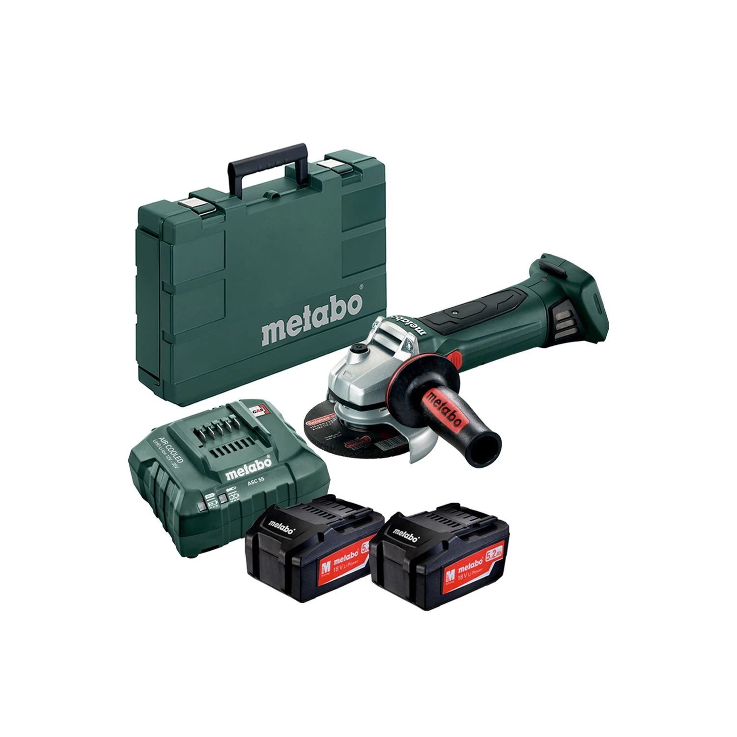 Metabo W 18 LTX Angle Grinder 125mm With 2 X 5.2Ah Batteries, Charger & Case 1 Metabo W 18 LTX Angle Grinder 125mm With 2 X 5.2Ah Batteries, Charger & Case