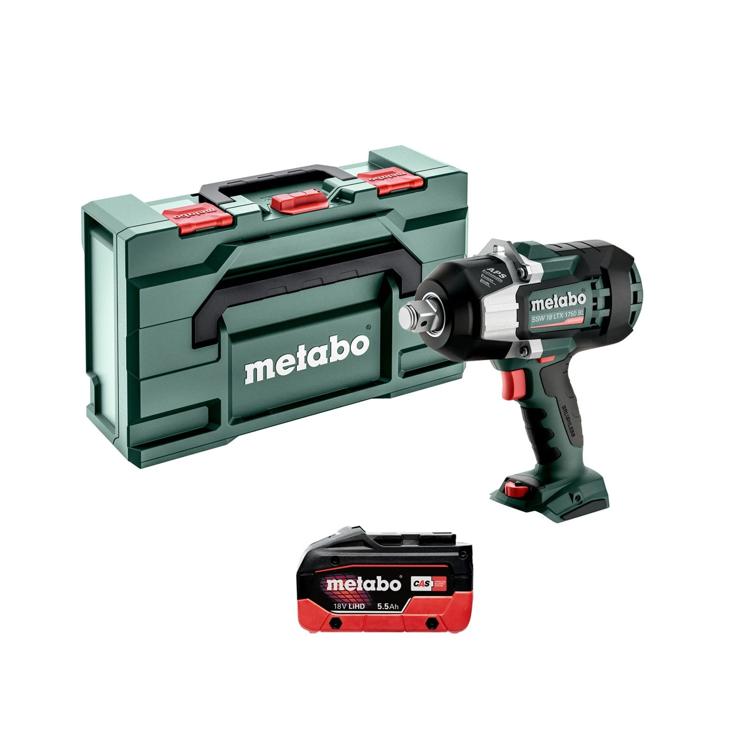 Metabo SSW 18 LTX 1750 BL 18V Cordless Brushless 3/4" Impact Wrench With 1 X 5.5Ah Battery & MetaBox 1 Metabo SSW 18 LTX 1750 BL 18V Cordless Brushless 3/4" Impact Wrench With 1 X 5.5Ah Battery & MetaBox