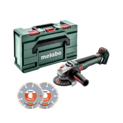 Metabo WVB 18 LT BL 11-115 Quick 18V Cordless Brushless 115mm Angle Grinder With 2 X Diamond Blades & MetaBox