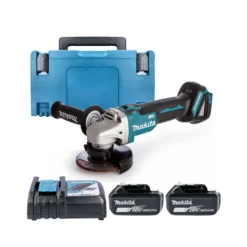 Makita DGA456 18V BL Grinder + 2 X BL1860 ,Charger & Case