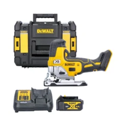 DeWalt DCS335 18V XR Cordless Brushless Body Grip Jigsaw With 1 X 4.0Ah Battery, Charger & DWST1-70703 TStak Case