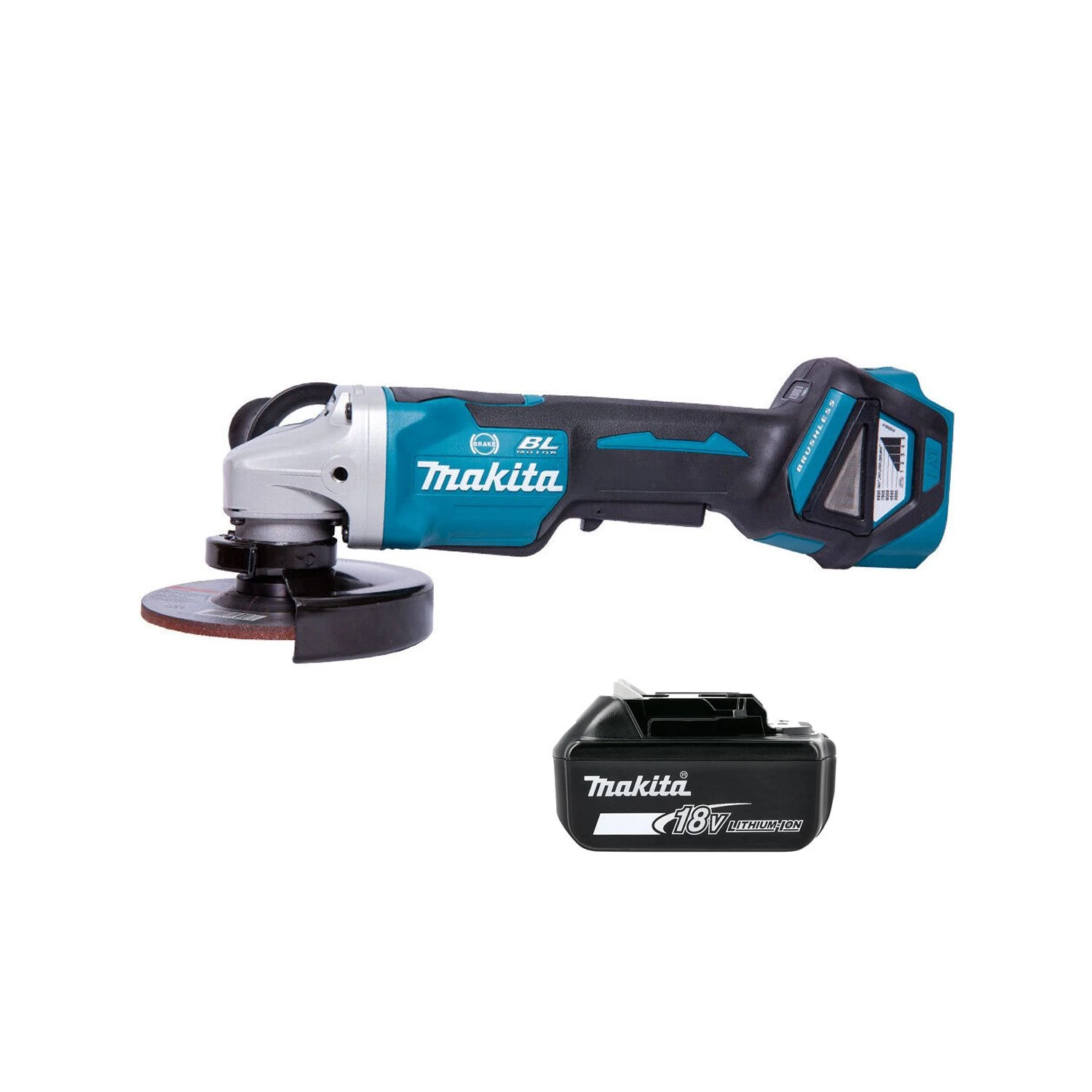 Makita DGA517 18V BL Grinder + 1 X 5.0Ah Battery 1 Makita DGA517 18V BL Grinder + 1 X 5.0Ah Battery