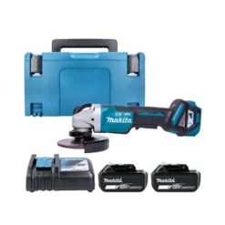 Makita DGA517 18V Angle Grinder 125mm With 2 X 5Ah Batteries, Charger & Case
