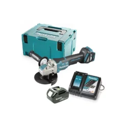 Makita DGA519 18V LXT Cordless Brushless X-Lock 125mm Angle Grinder With 1 X 6.0Ah Battery, Charger & Case