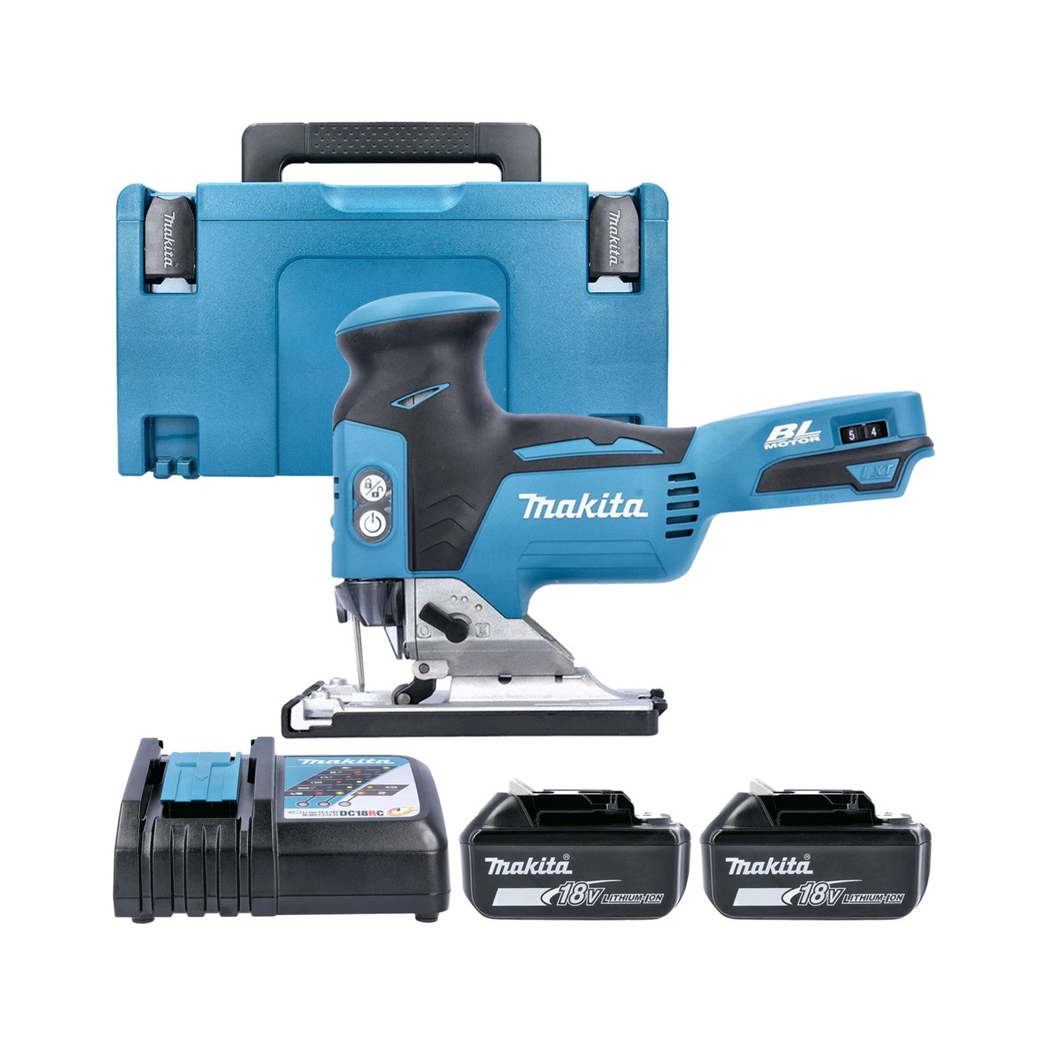 Makita DJV181 18V LXT Li-ion Brushless Barrel Handle Jigsaw With 2 X 5.0Ah Batteries, Charger & Case 1 Makita DJV181 18V LXT Li-ion Brushless Barrel Handle Jigsaw With 2 X 5.0Ah Batteries, Charger & Case