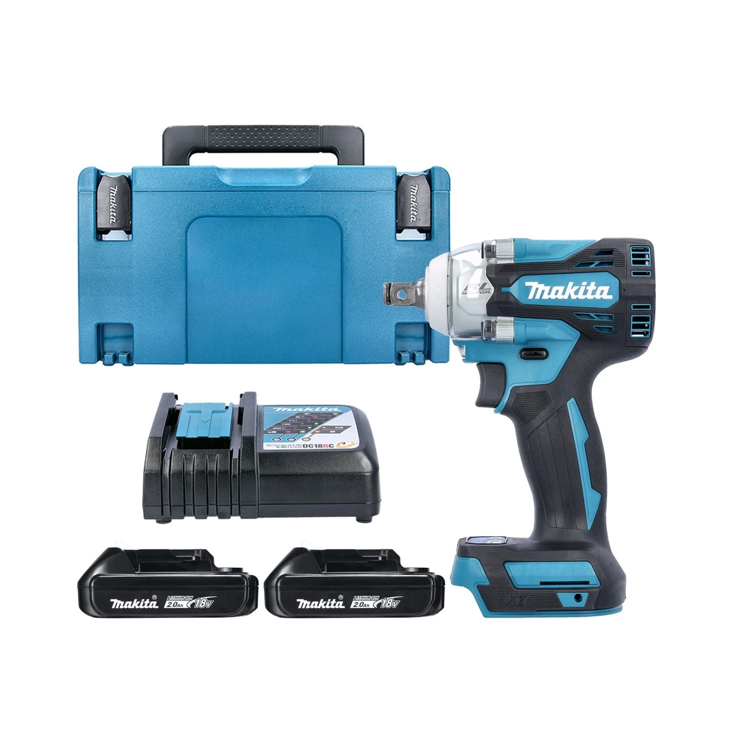 Makita DTW300 18V LXT Cordless 1/2" Brushless Impact Wrench With 2 X 2.0Ah Batteries, Charger & Case 1 Makita DTW300 18V LXT Cordless 1/2" Brushless Impact Wrench With 2 X 2.0Ah Batteries, Charger & Case