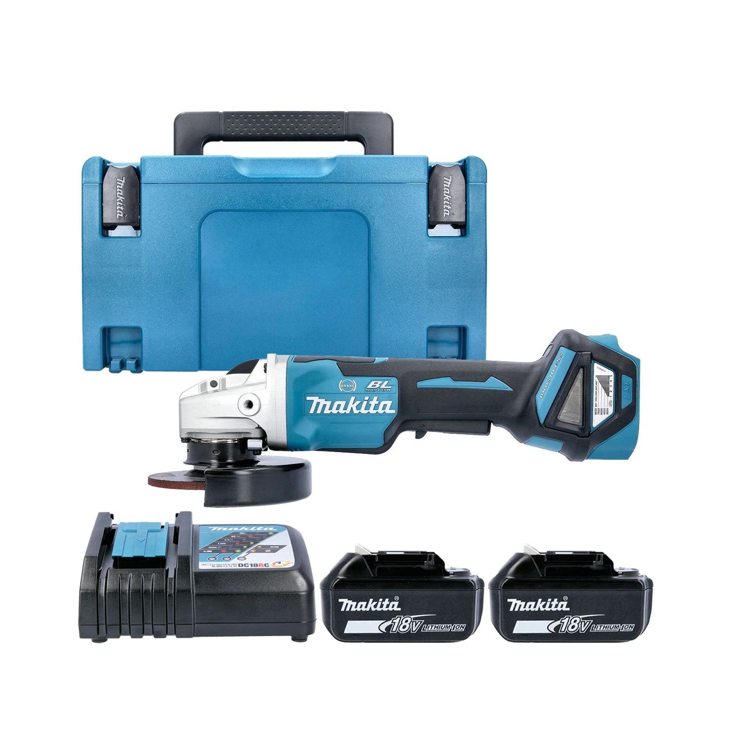 Makita DGA469 18V X-Lock 115mm Angle Grinder With 2 X 6.0Ah Batteries, Charger & Case 1 Makita DGA469 18V X-Lock 115mm Angle Grinder With 2 X 6.0Ah Batteries, Charger & Case