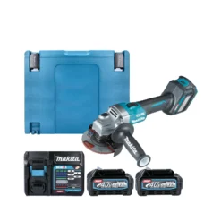 Makita GA022GD201 40Vmax XGT Cordless Brushless 115mm Angle Grinder With 2 X 2.5Ah Batteries, Charger & Case