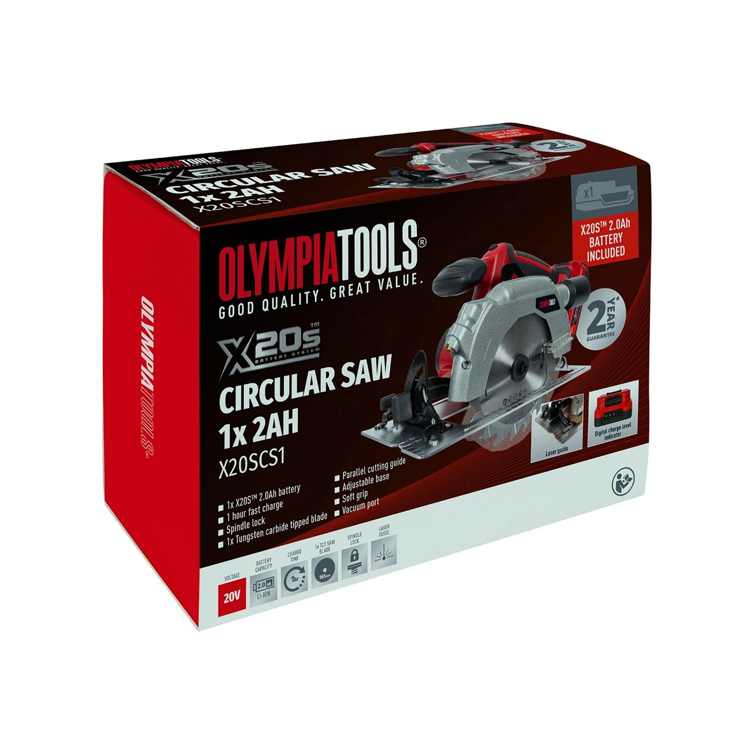 Olympia OLPX20SCS1 20V 165mm Cordless Circular Saw With 1 X 2.0Ah Battery, Charger 3 Olympia OLPX20SCS1 20V 165mm Cordless Circular Saw With 1 X 2.0Ah Battery, Charger - Image 3
