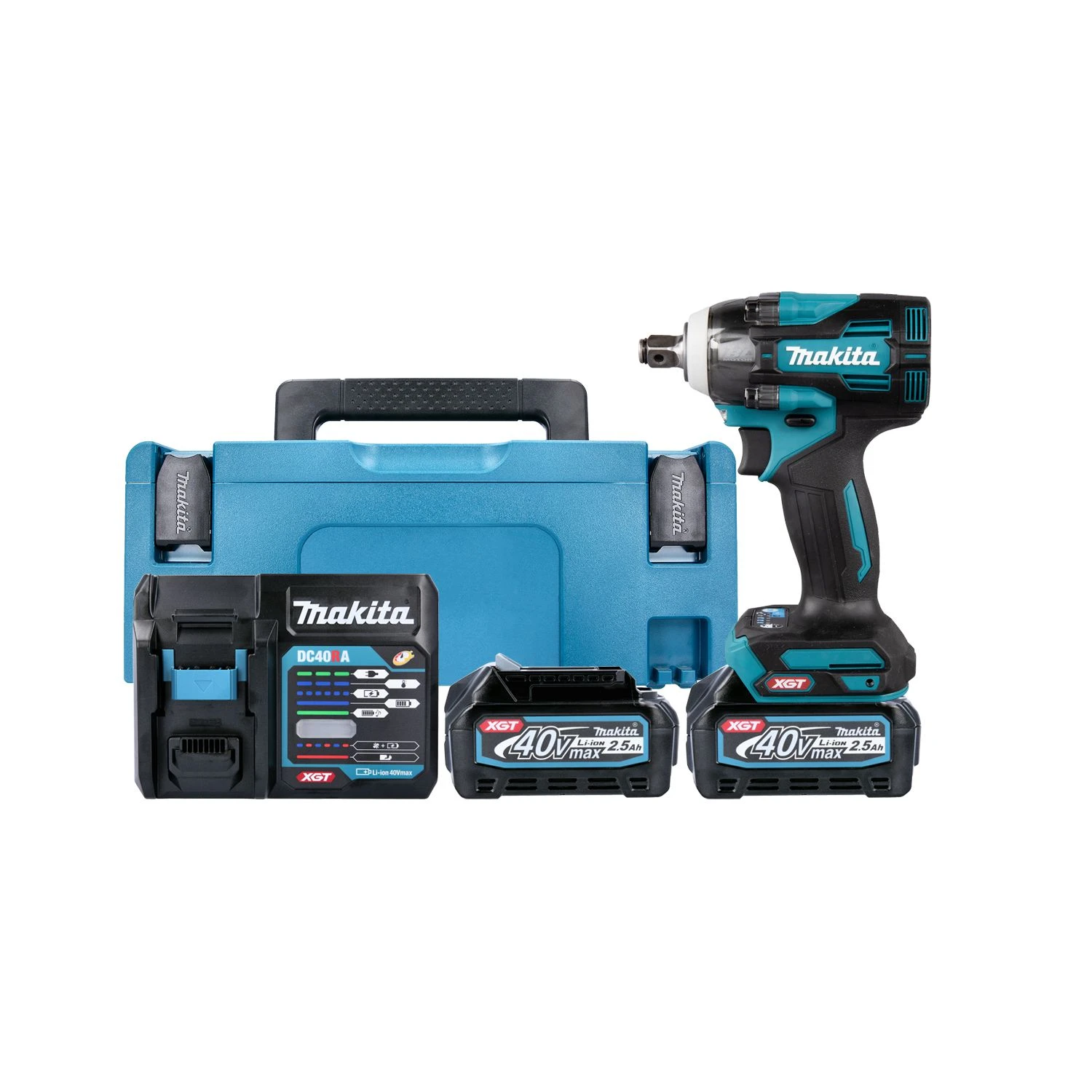 Makita TW004GD201 40V XGT Cordless 4-Speed Brushless Impact Wrench With 2 X 2.5Ah Batteries, Charger & Case 1 Makita TW004GD201 40V XGT Cordless 4-Speed Brushless Impact Wrench With 2 X 2.5Ah Batteries, Charger & Case