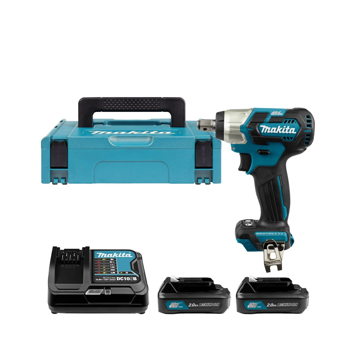 Makita TW161DSAJ 12V Cordless Brushless 1/2" Impact Wrench With 2 X 2.0Ah Batteries, Charger & Case 1 Makita TW161DSAJ 12V Cordless Brushless 1/2" Impact Wrench With 2 X 2.0Ah Batteries, Charger & Case